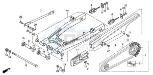 CB250 drawing REAR SWINGARM/CHAIN CASE