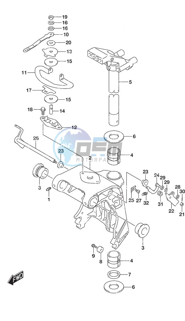 Swivel Bracket Tiller Handle w/Power Tilt