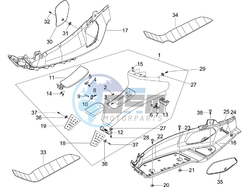 Central cover - Footrests