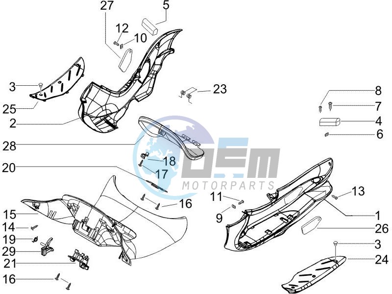 Central cover - Footrests