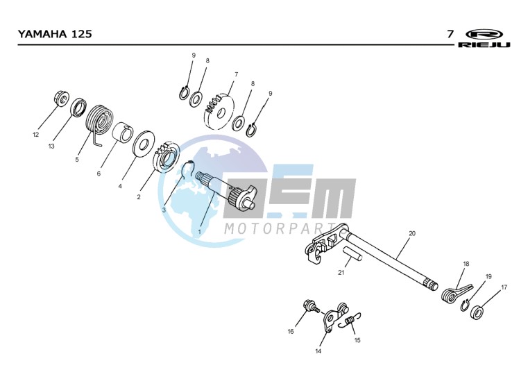 KICKSTART SHAFT  Yamaha 125 4t Euro 2