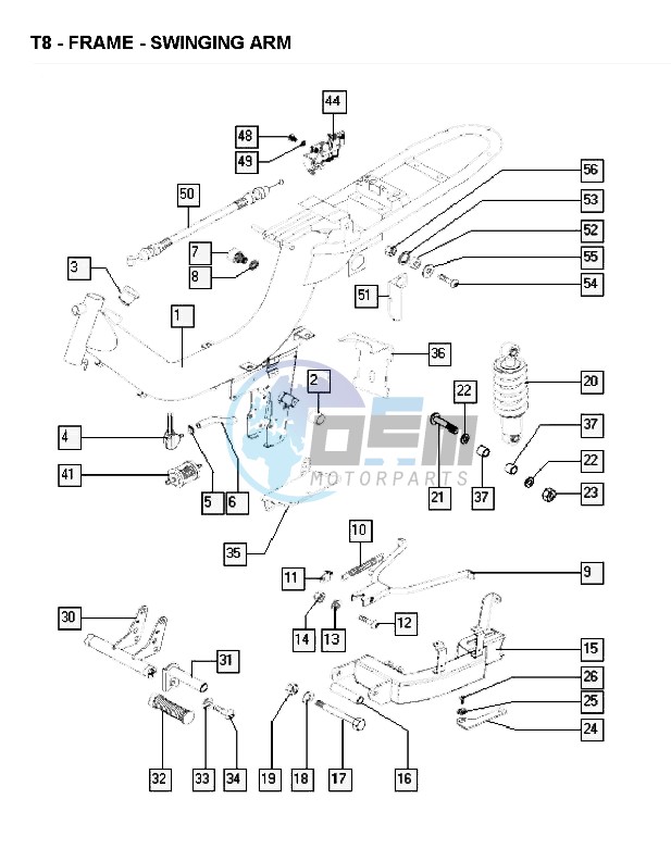 Frame-swinging arm