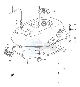 GSX-R1100 (E28) drawing FUEL TANK (MODEL N)