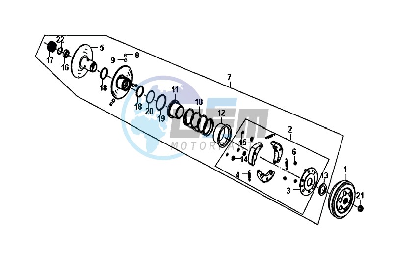 DRIVEN PULLEY ASSY / FIDDLE II 50 (25 KM/H) (AF05W4-NL) (E4) (L8-M0)