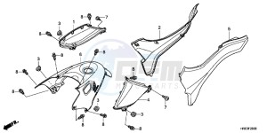 TRX500FED TRX500FE Europe Direct - (ED) drawing SIDE COVER/ TANK COVER