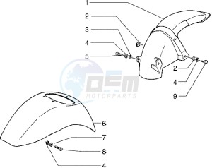 Zip 50 drawing Front and rear mudguard