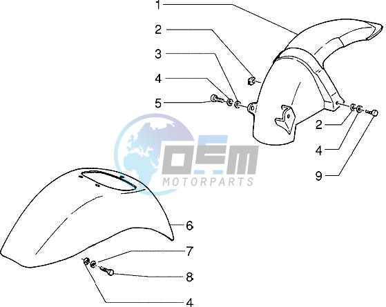 Front and rear mudguard