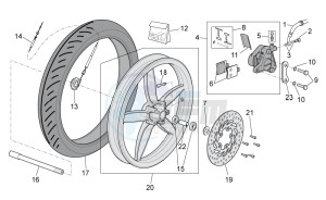 Scarabeo 100 4T e3 drawing Front wheel - disc brake