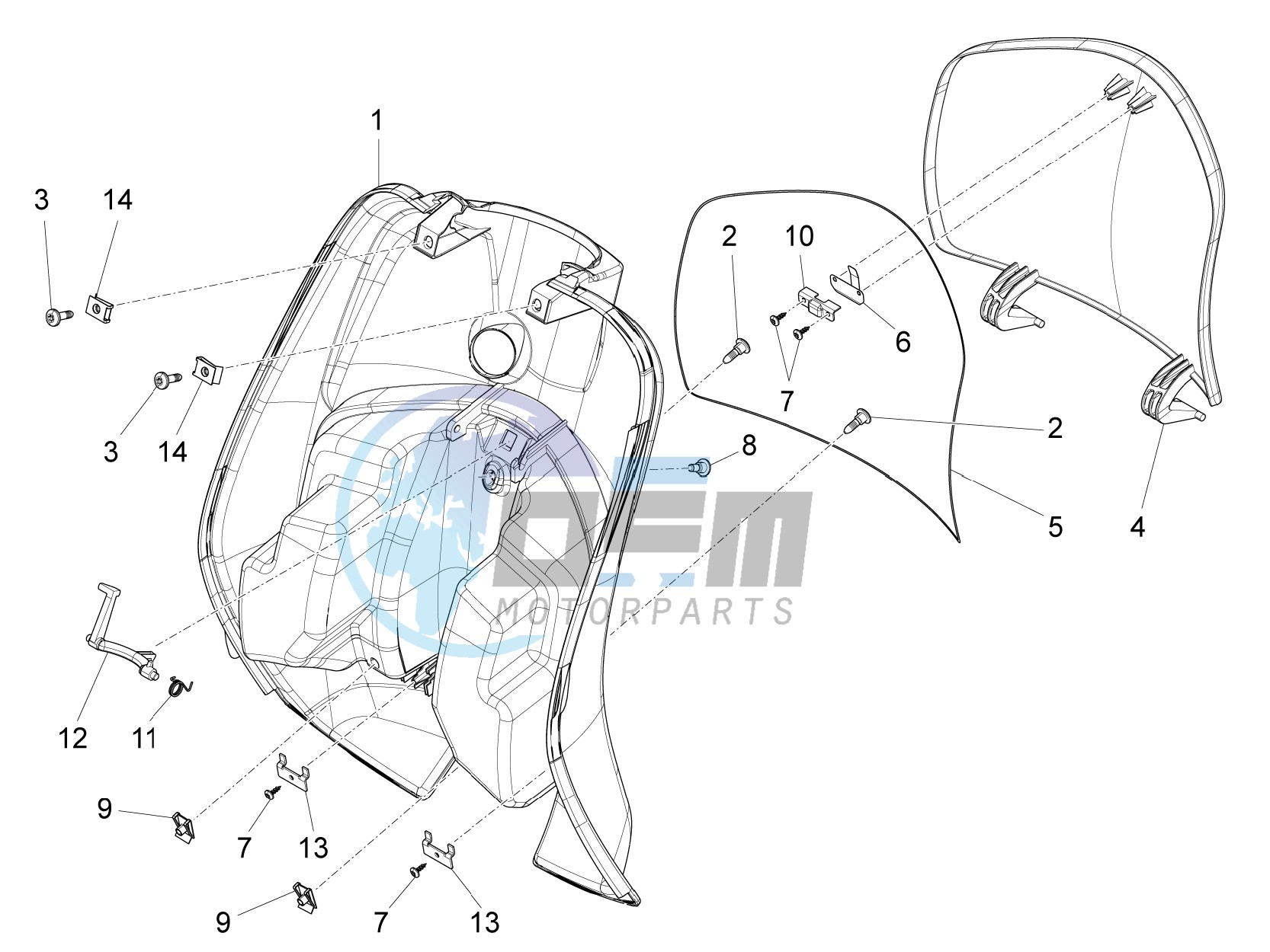 Front glove-box - Knee-guard panel