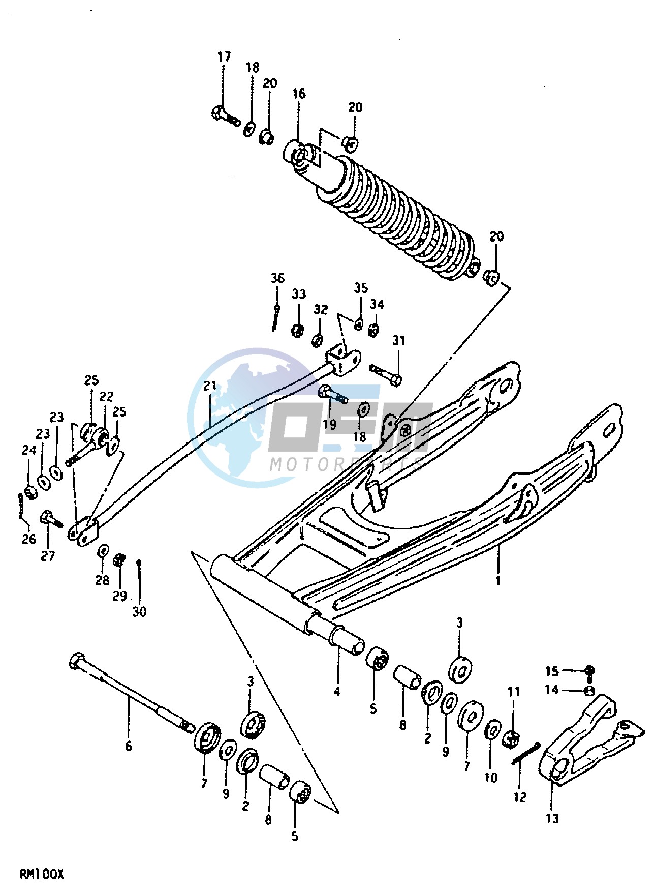 REAR SWINGING ARM (RM100T, RM100X)