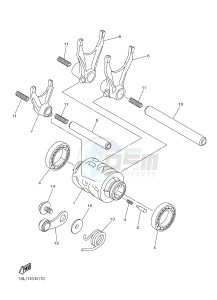 YZ450F (1SL1 1SL2 1SL3 1SL4) drawing SHIFT CAM & FORK