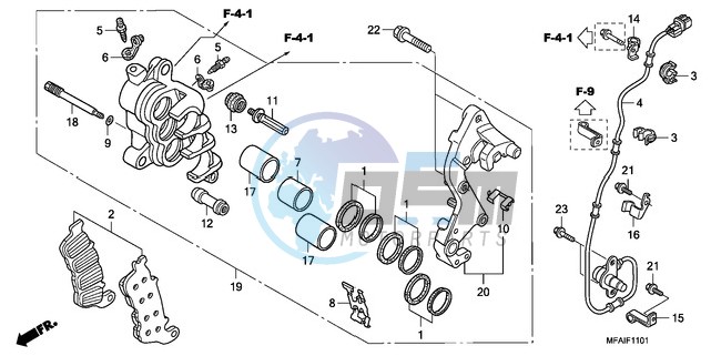 R. FRONT BRAKE CALIPER (CBF1000A/T/S)