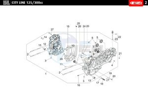 CITYLINE-IE-125-300-BLACK drawing CRANKCASE  125 cc