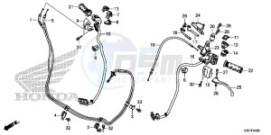 WW125EX2F PCX125 - WW125 UK - (E) drawing HANDLE LEVER/SWITCH/CABLE