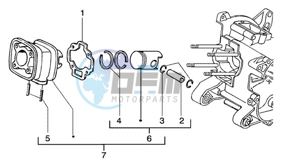 Cylinder-piston-wrist pin assy