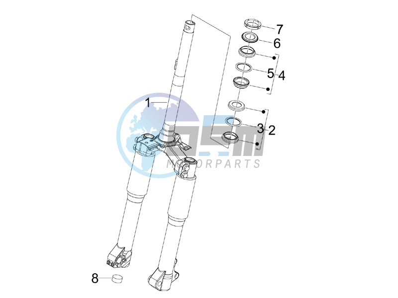 Fork steering tube - Steering bearing unit