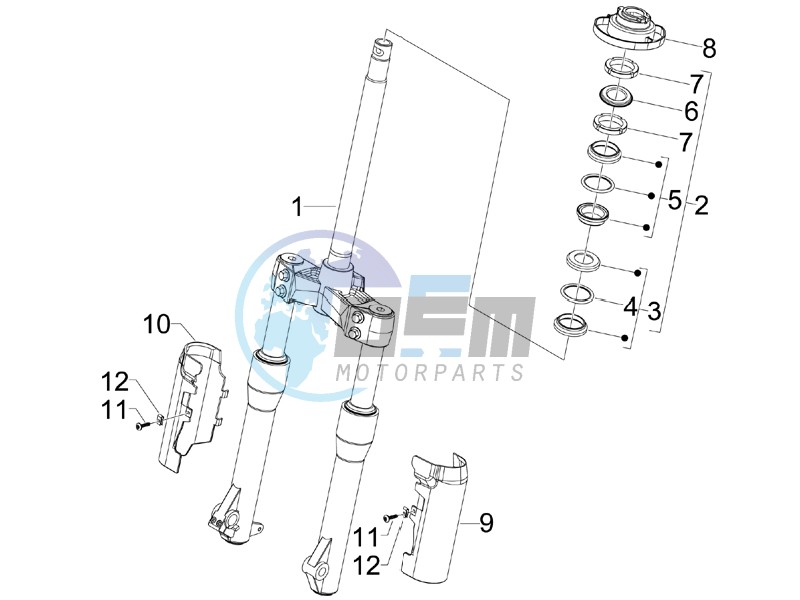 Fork steering tube - Steering bearing unit