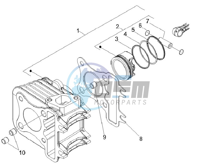 Cylinder - piston - wrist pin unit