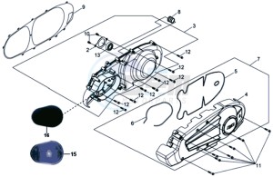 CITYCOM 300 EFI drawing CRANKCASE COVER LEFT