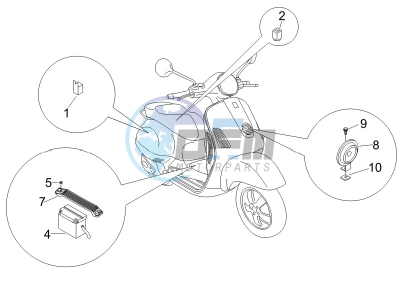 Control switches - Battery - Horn