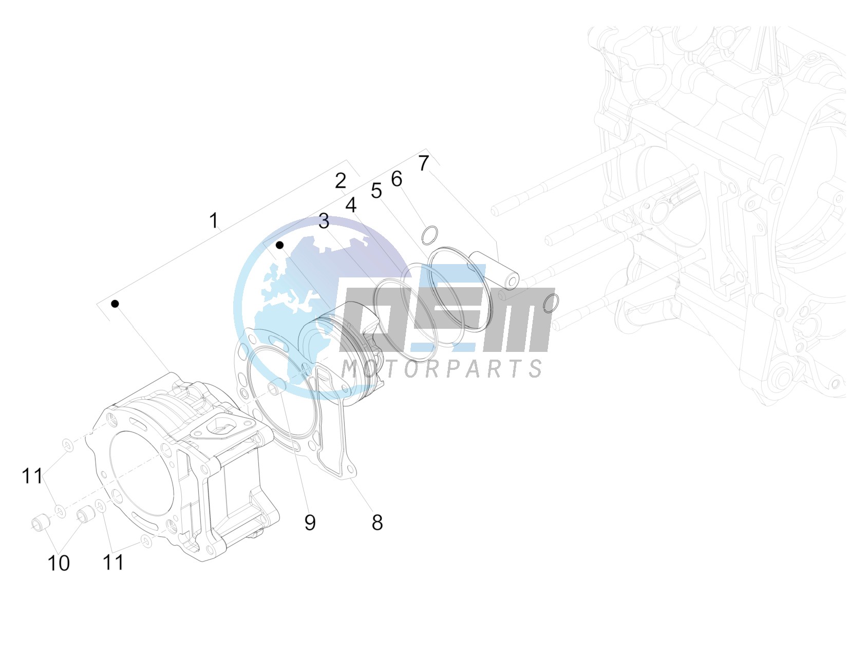 Cylinder-piston-wrist pin unit