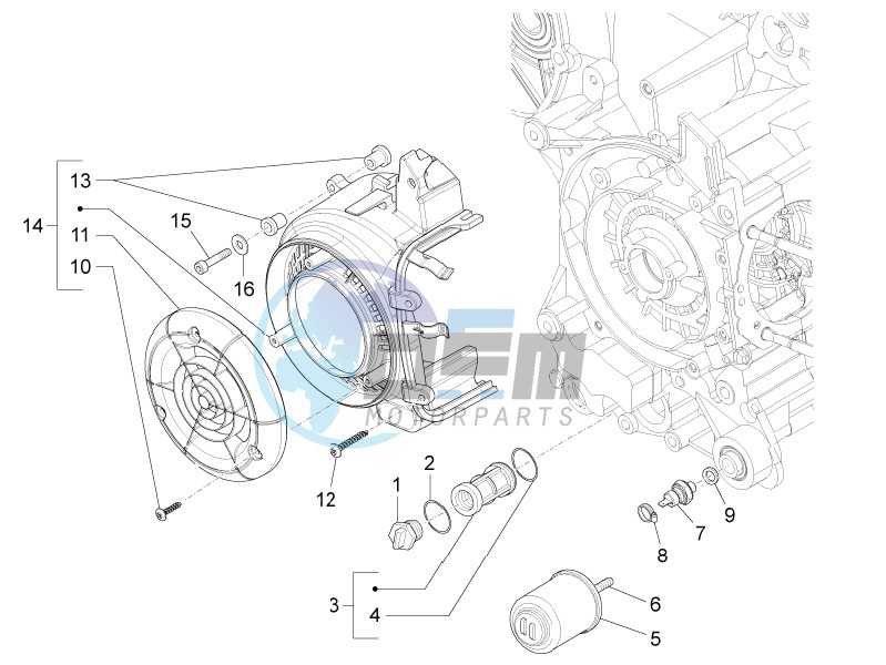 Flywheel magneto cover - Oil filter