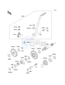 KDX 200 H (H10-H11) drawing KICKSTARTER MECHANISM