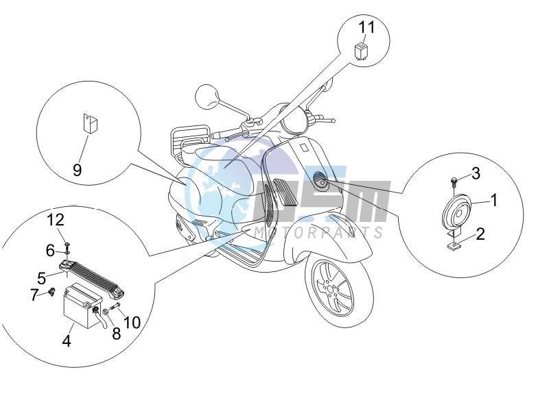 Control switches - Battery - Horn