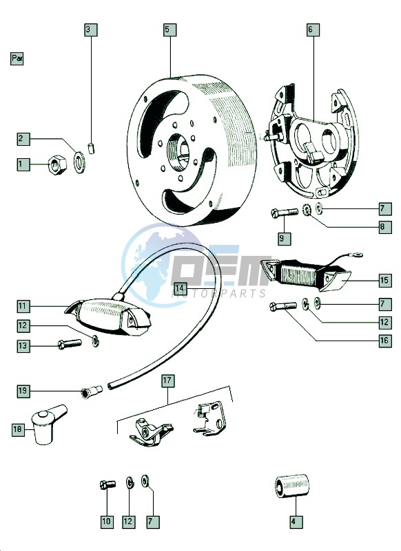 Magneto iskra 6v-17w-6v-20w