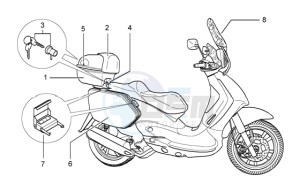 Beverly 200 drawing Rear trunk kit-side bags kit