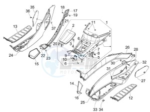 MP3 300 ie Touring drawing Central cover - Footrests