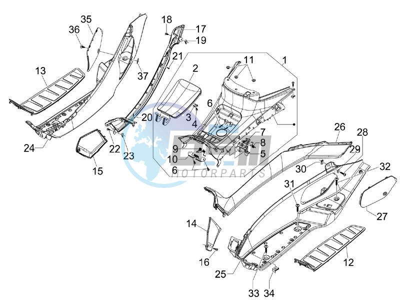 Central cover - Footrests