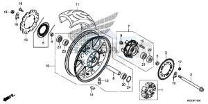 CBR500RE CBR500R UK - (E) drawing REAR WHEEL