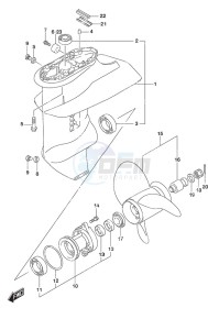 DF 9.9B drawing Gear Case w/High Thrust Prop