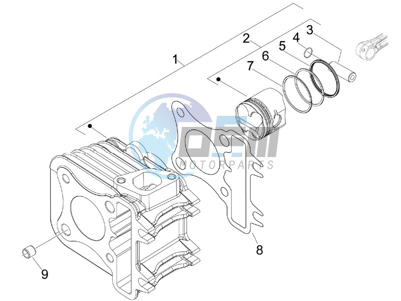 Cylinder - piston - wrist pin unit