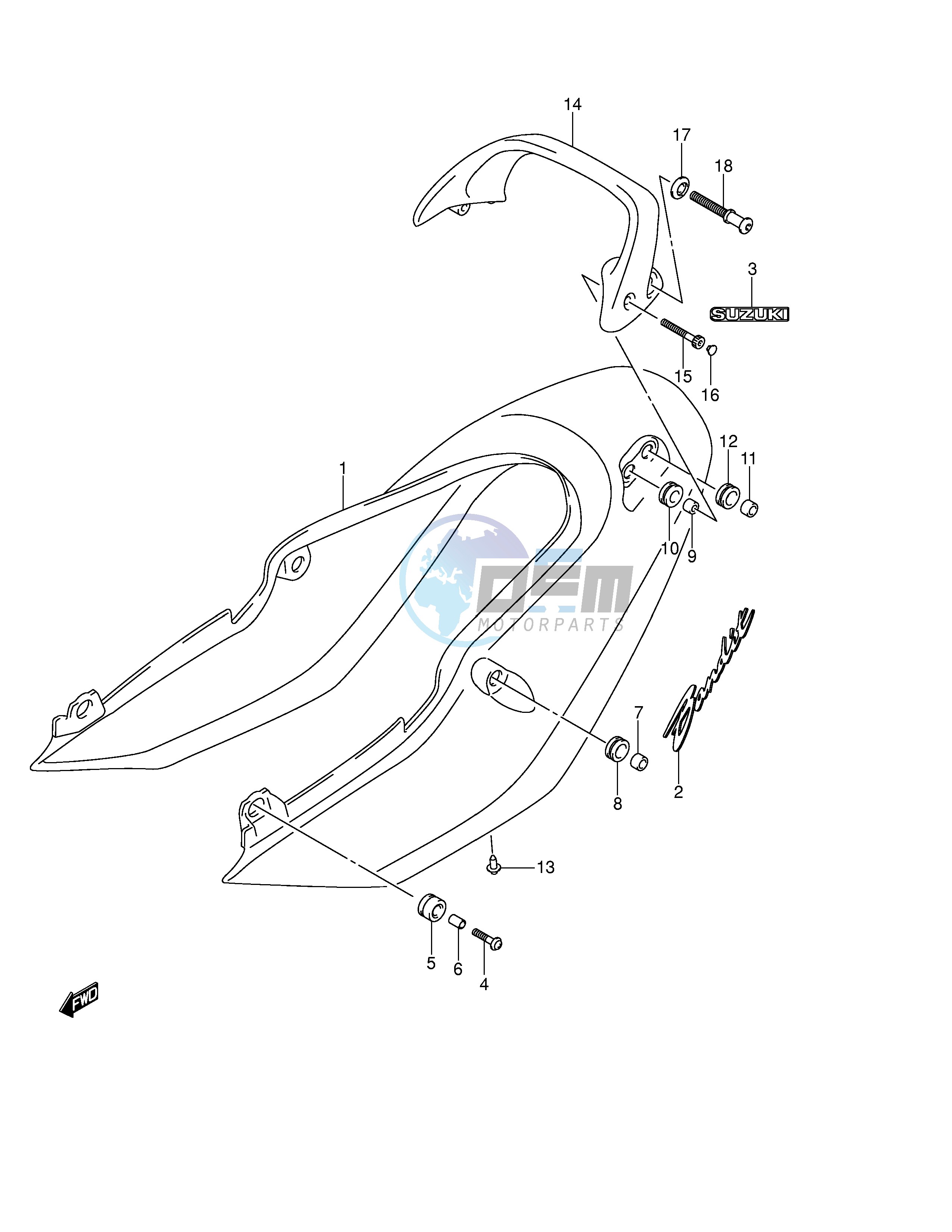 SEAT TAIL COVER (GSF600K4 UK4)