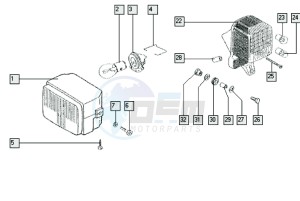 QUADRO_25-45kmh_Y-K1 50 Y-K1 drawing Head lamp-rear lamp-turn lamp