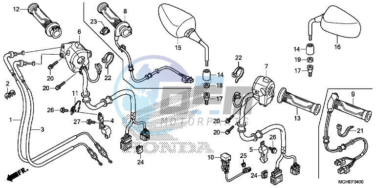 SWITCH/CABLE/MIRROR (VFR1200X/XA/XL)