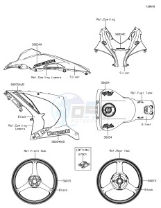 NINJA ZX-10R ZX1000SJF XX (EU ME A(FRICA) drawing Decals(Silver)