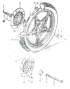 GSX1100 (T-X) drawing FRONT WHEEL (GSX1100ET, GSX1100EX)