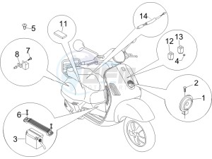 LX 50 4T USA drawing Control switches - Battery - Horn