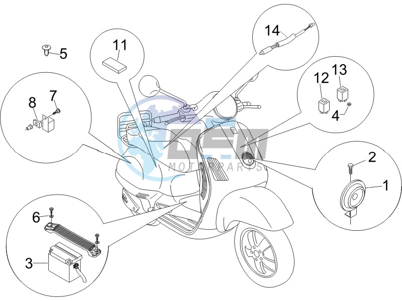 Control switches - Battery - Horn