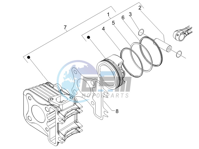 Cylinder-piston-wrist pin unit