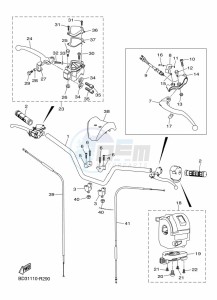 YFM90R (BD3R) drawing STEERING HANDLE & CABLE