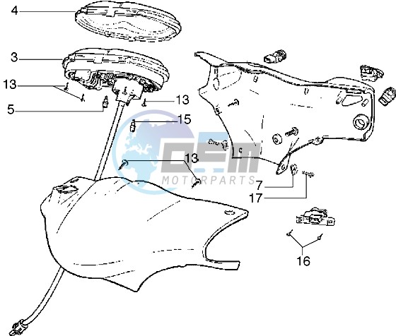 Handlebars component parts-Instrument unit