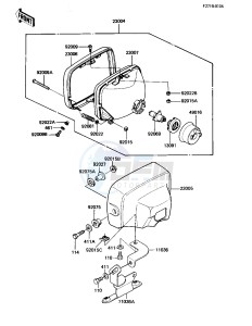 KZ 1100 B [GPZ) (B1-B2) [GPZ) drawing HEADLIGHT -- KZ1100-B2- -