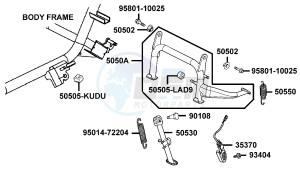 PEOPLE S 300 I drawing Stand and  Kick Starter Arm