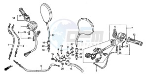 CB600F2 CB600S drawing HANDLE LEVER/SWITCH/ CABLE (1)