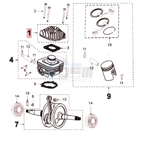 LUDIX 14 RLA ELEGANCE drawing CRANKSHAFT AND CYLINDER CAST IRON