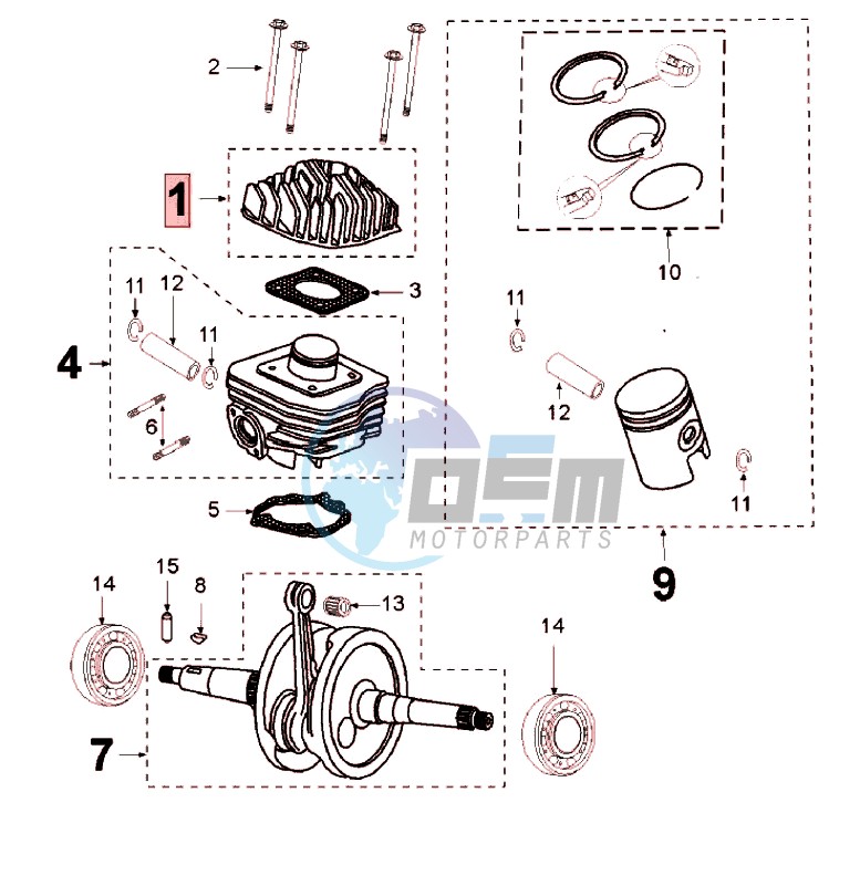 CRANKSHAFT AND CYLINDER CAST IRON